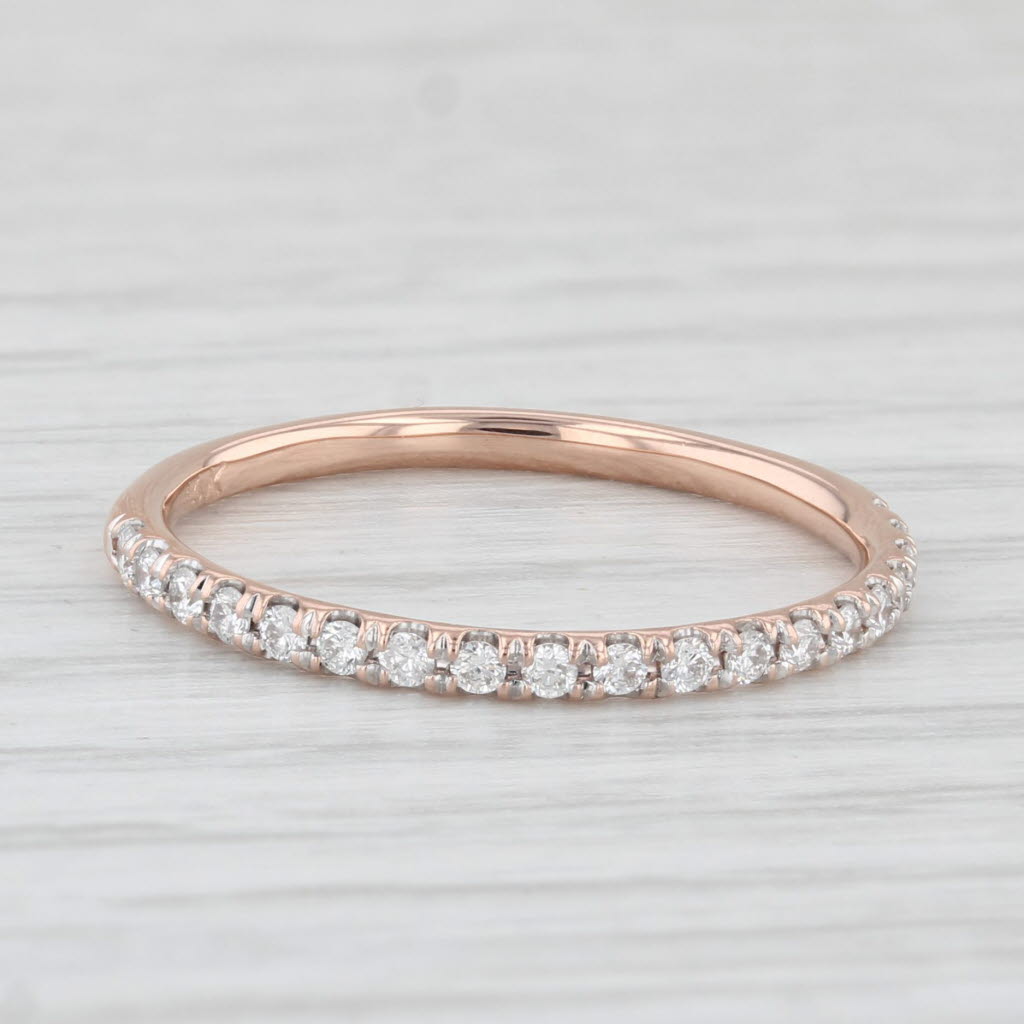 Light Gray 0.20ctw Diamond Wedding Band 14k Rose Gold Size 6.75 Stackable Ring
