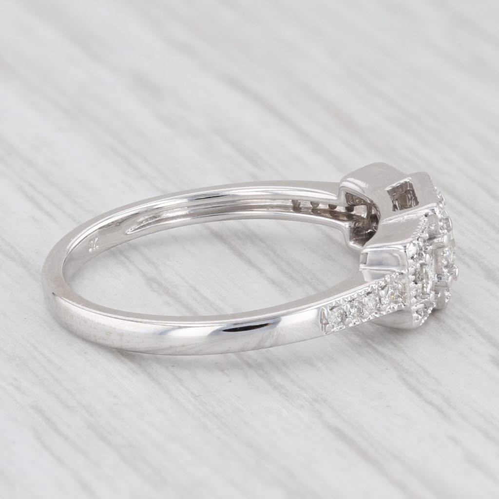 Light Gray 0.50ctw Diamond 3-Stone Halo Engagement Ring 14k White Gold Size 7