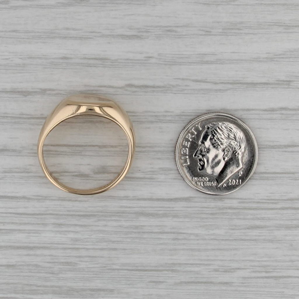 Vintage Engravable Oval Signet Ring 14k Yellow Gold Size 7.5