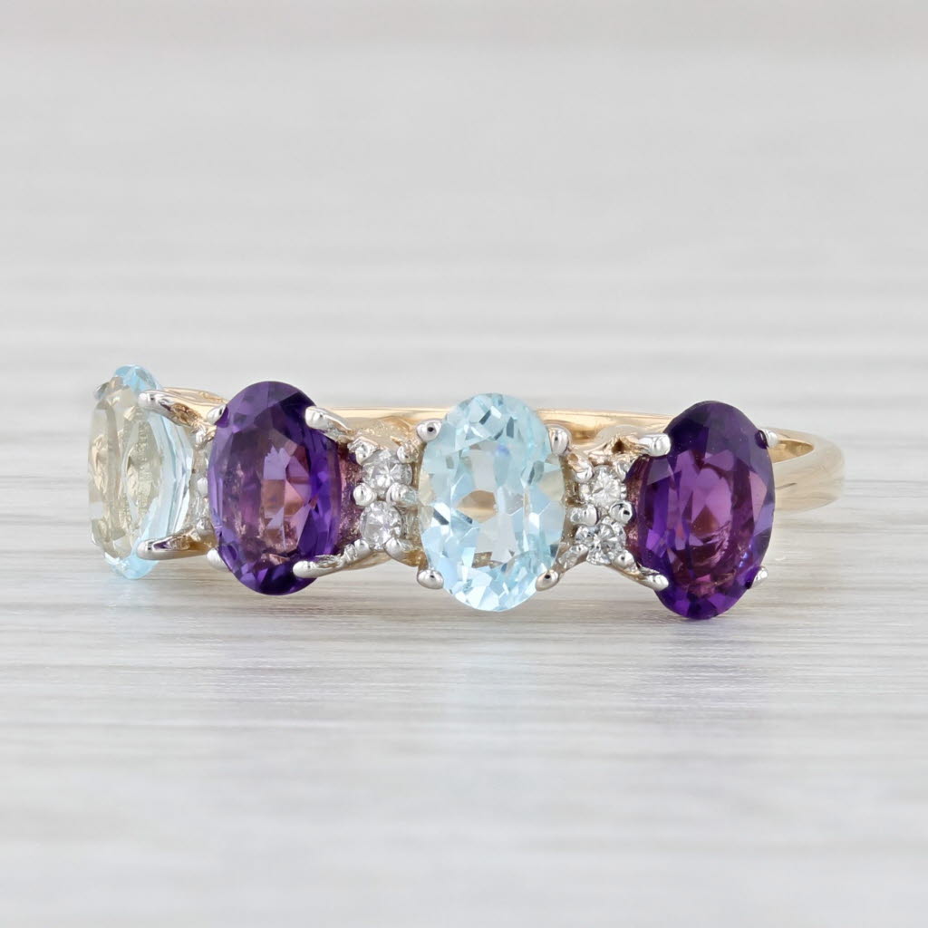 Light Gray 2.09ctw Amethyst Topaz Diamond Ring 14k Yellow Gold Size 7.5