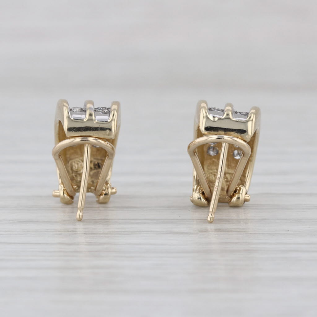 0.47ctw Diamond Rows Drop Earrings 14k Yellow Gold Omega Backs
