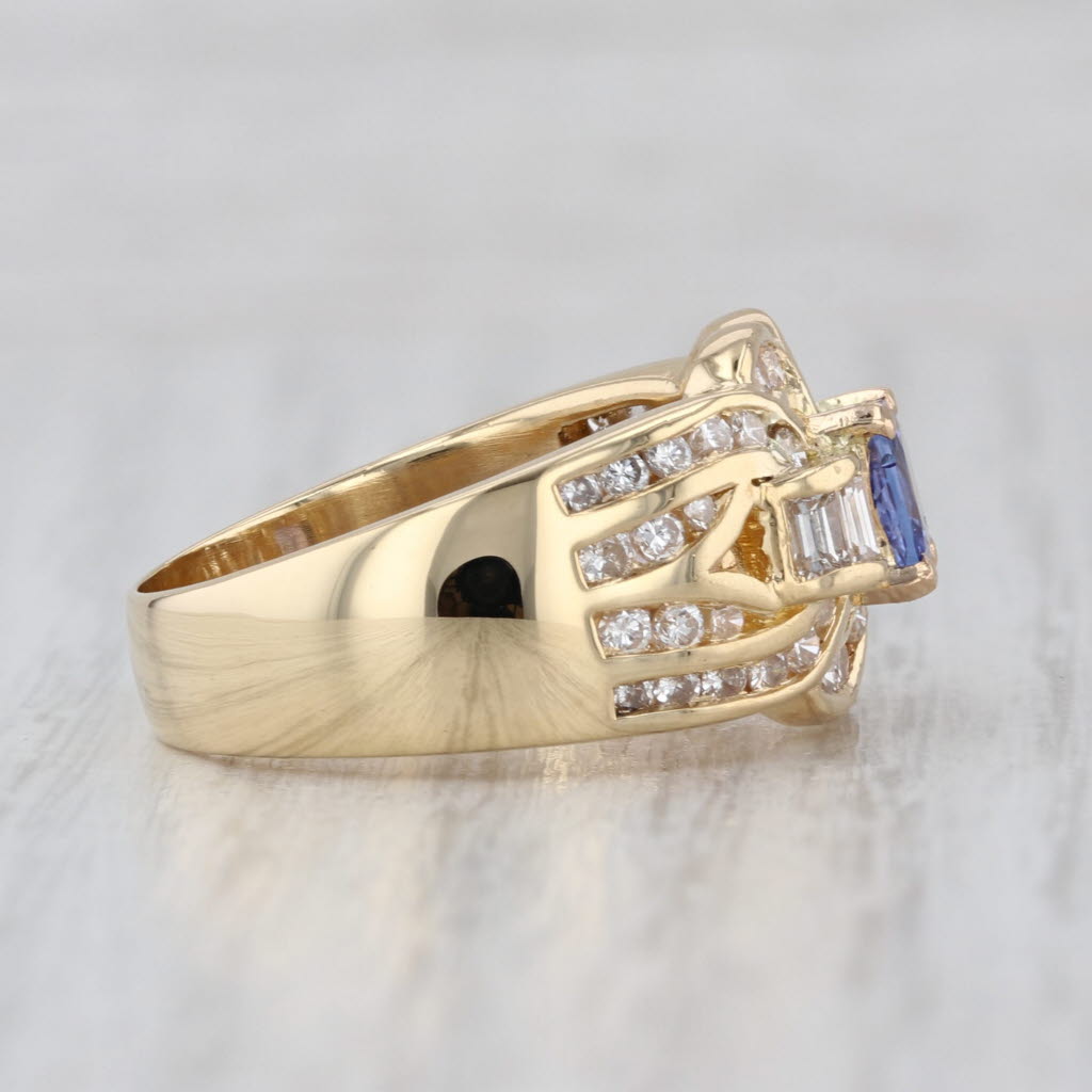 1.80ctw Tanzanite Diamond Knot Ring 18k Yellow Gold Size 8