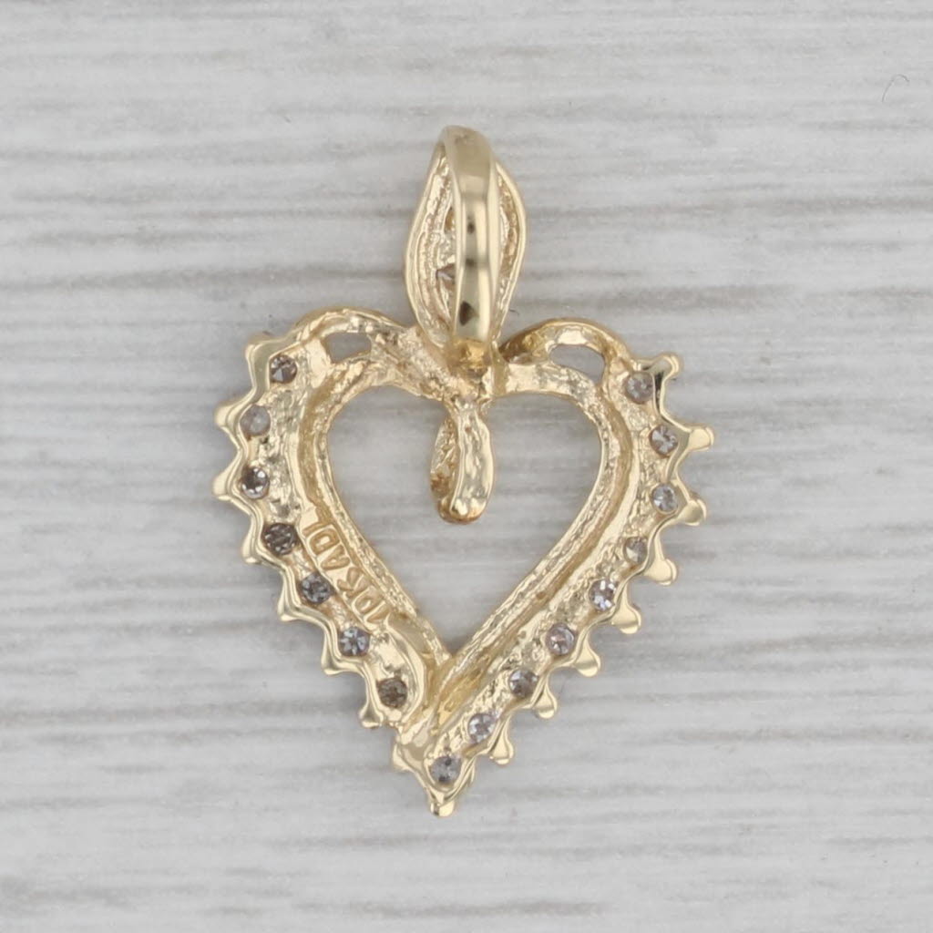 Gray Small Diamond Open Heart Pendant 10k Yellow Gold