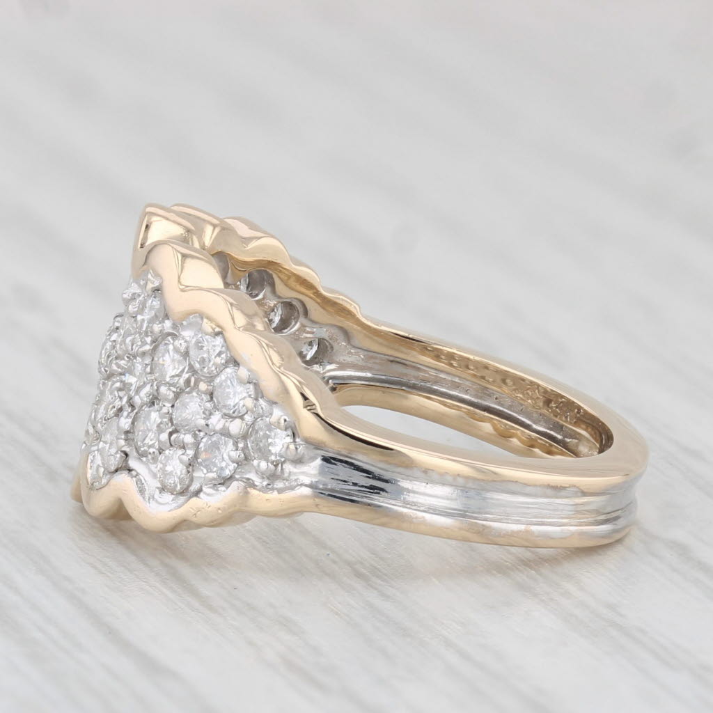 Light Gray 0.75ctw Pave Diamond Cluster Ring 14k Yellow Gold Size 6.5 Cocktail