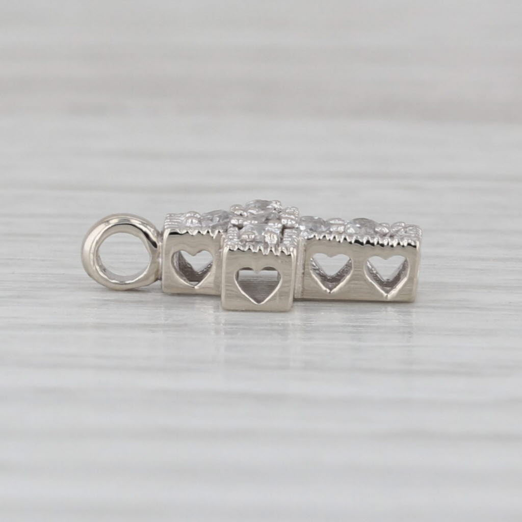 Small Cubic Zirconia Cross Pendant 10k White Gold Charm