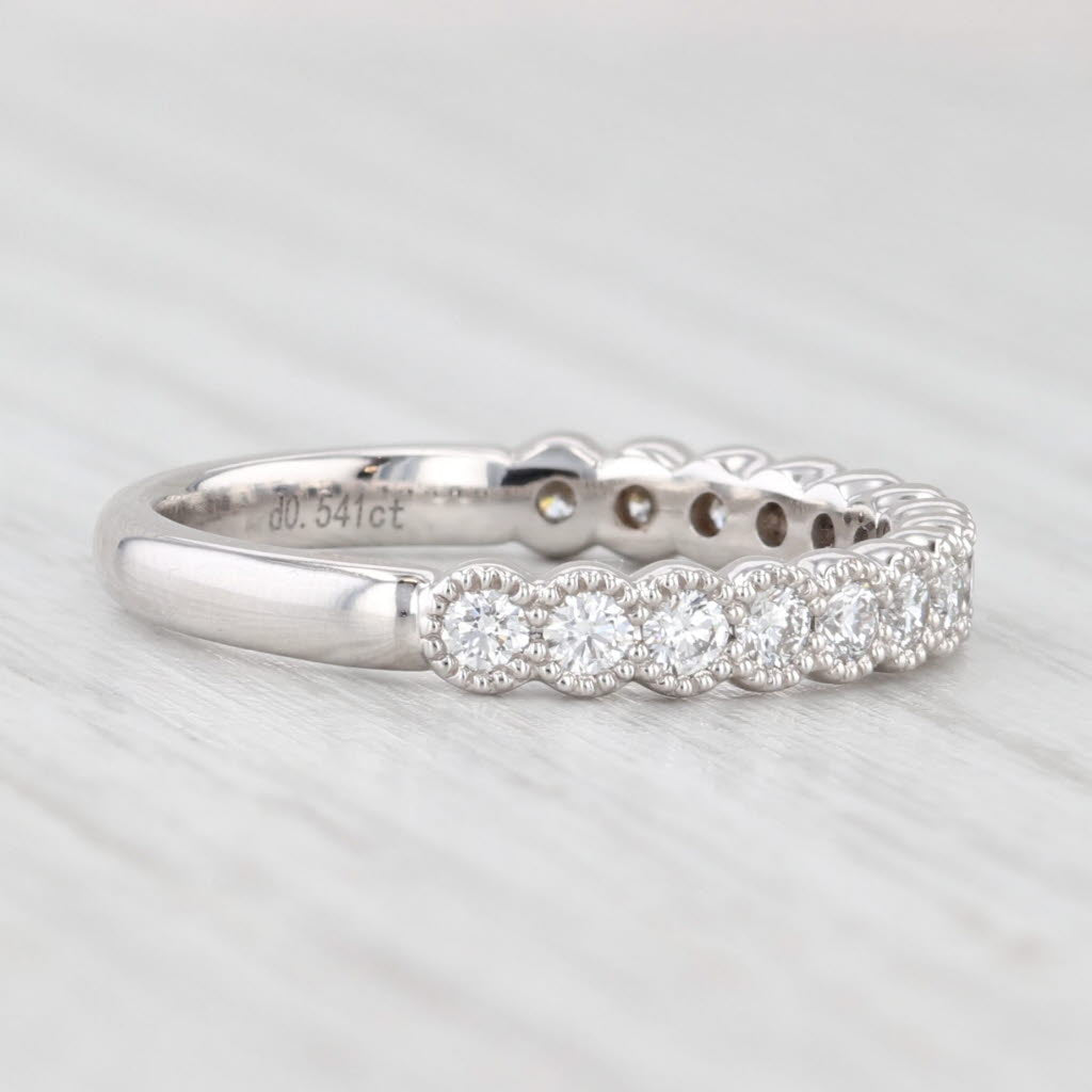 Light Gray New 0.54ctw Diamond Wedding Band 14k White Gold Stackable Anniversary Ring 6.5