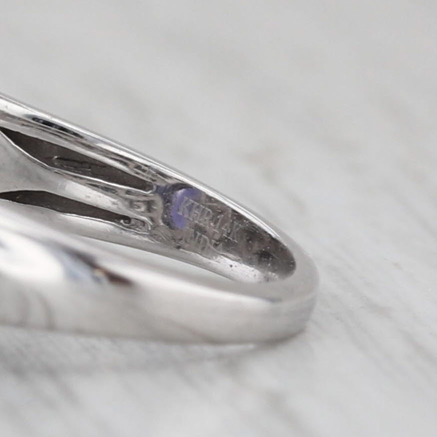Gray 1.17ctw Blue Iolite Diamond Halo Ring 14k White Gold Size 5.25