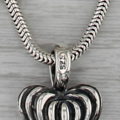 Lagos Caviar Puffy Heart Pendant Necklace Sterling Silver 16.25" Snake Chain