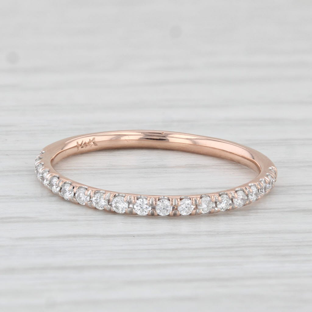 Light Gray 0.20ctw Diamond Wedding Band 14k Rose Gold Stackable Ring Size 6.75