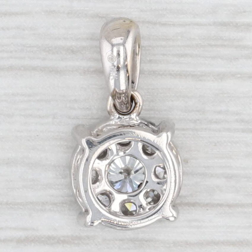 Light Gray 0.40ctw Round Brilliant Diamond Cluster Pendant 14k White Gold Small Drop
