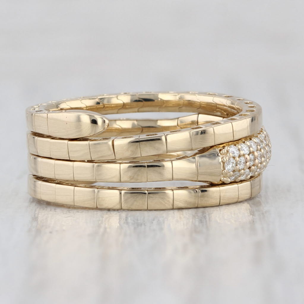 New 0.25ctw Diamond Coiled Band Ring 14k Yellow Gold Flexible Adjustable 6.25+