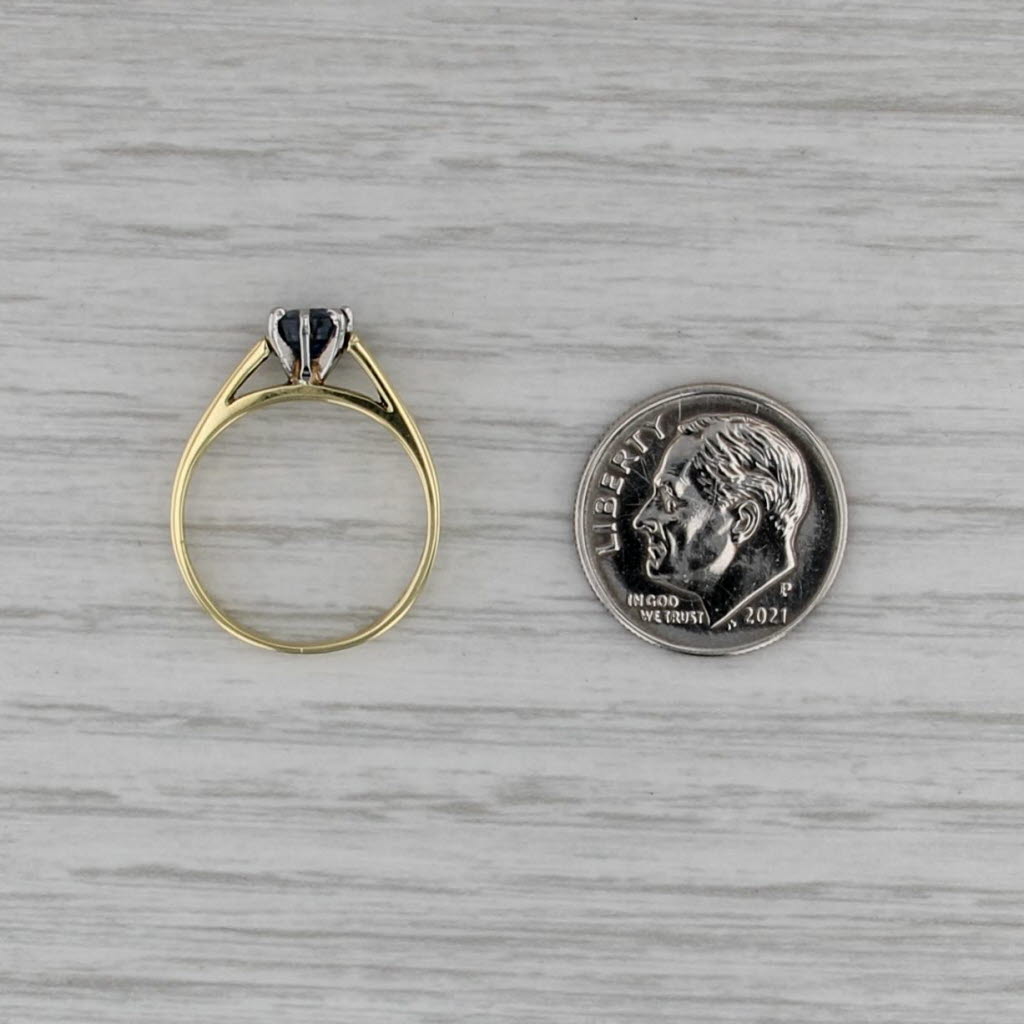 0.50ct Blue Sapphire Solitaire Ring 18k Yellow Gold Platinum Sz 5 Cathedral Band