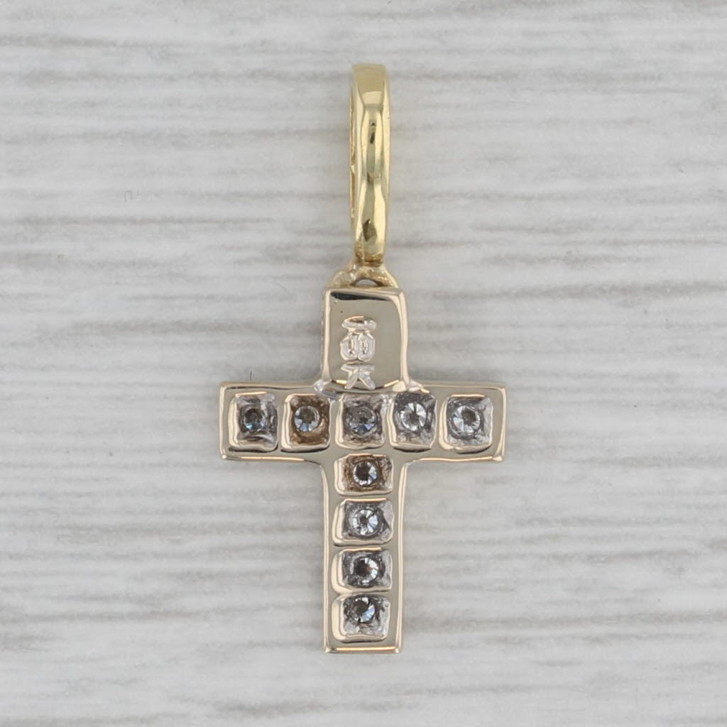 Gray Small 0.19ctw Diamond Cross Pendant 18k Yellow Gold Charm