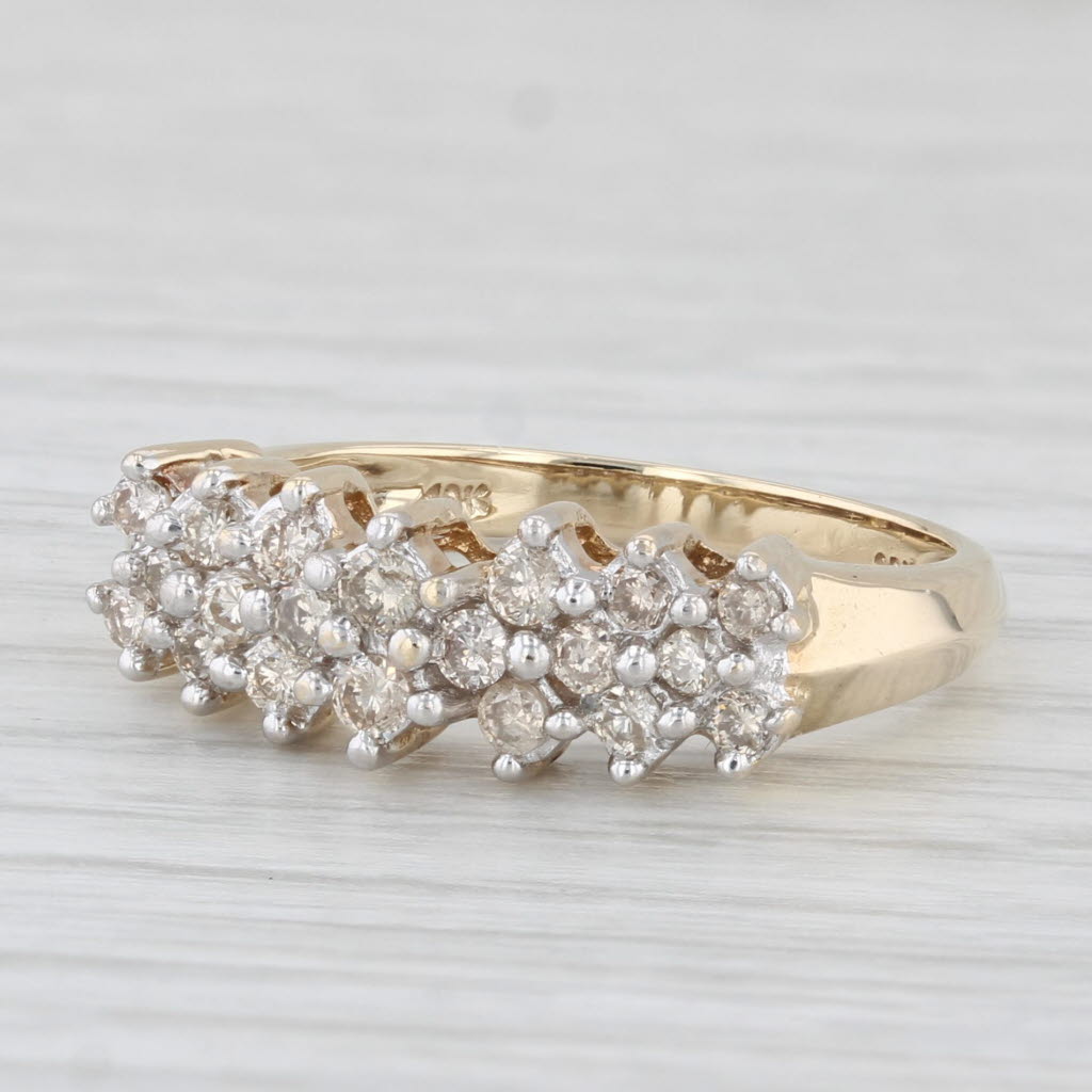 Light Gray 0.40ctw Diamond Cluster Ring 10k Yellow Gold Size 7.25 Stackable Wedding Band