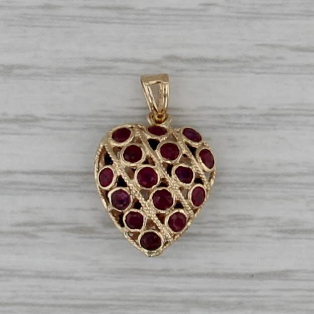 1.20ctw Blue Sapphire Red Ruby Reversible Pendant 14k Yellow Gold