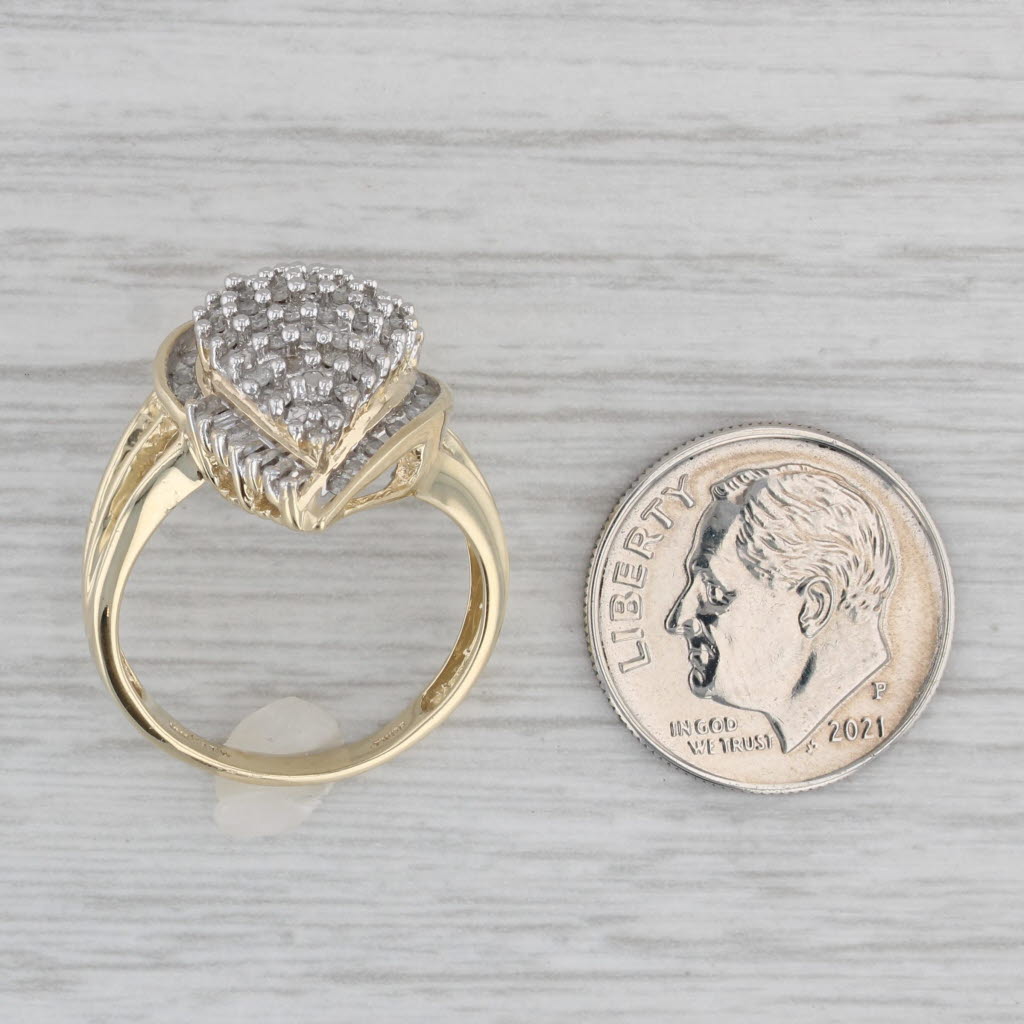 Gray 0.23ctw Diamond Cluster Ring 10k Yellow Gold Size 7Cocktail