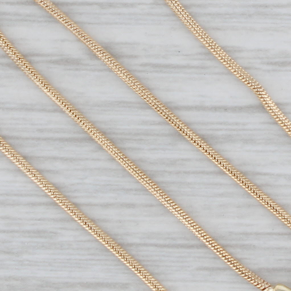 Gray 0.14ct Diamond Solitaire Pendant Necklace 14k Yellow Gold 15.75" Snake Chain