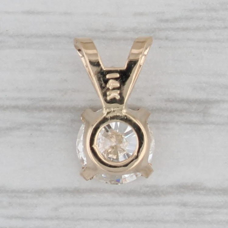 Gray New 0.64ct Round Diamond Solitaire Pendant 14k Yellow Gold Small Drop