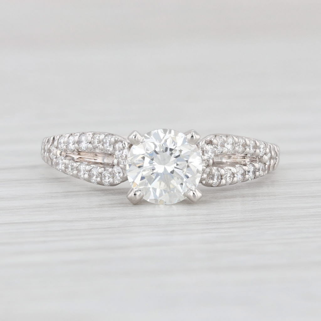 Light Gray 1.30ctw Round Diamond Engagement Ring 14k White Gold GIA Shane Co Size 7