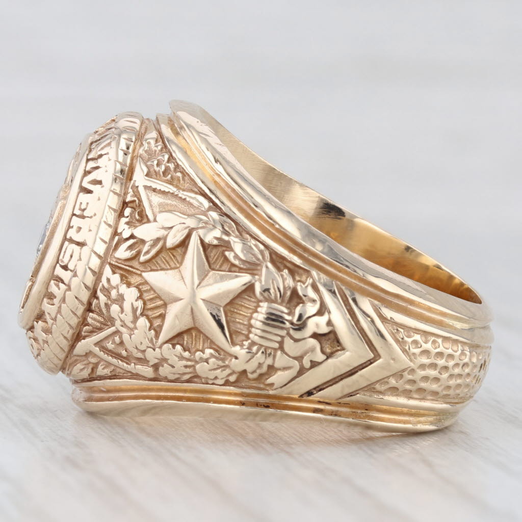 Light Gray Diamond A & M College of Texas Class Ring 10k Yellow Gold Sz 10 Engraved Signet