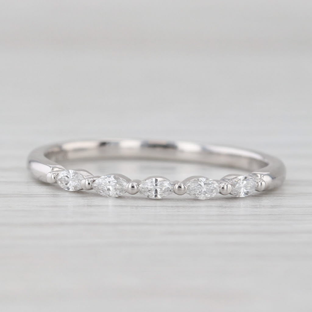 Light Gray New 0.15ctw Diamond Wedding Band 14k White Gold Stackable Anniversary Ring 6.5