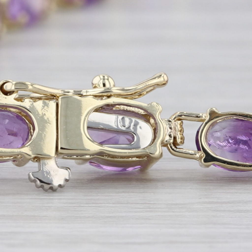 8.40ctw Amethyst Tennis Bracelet 10k Yellow Gold 6.75" 4.1mm