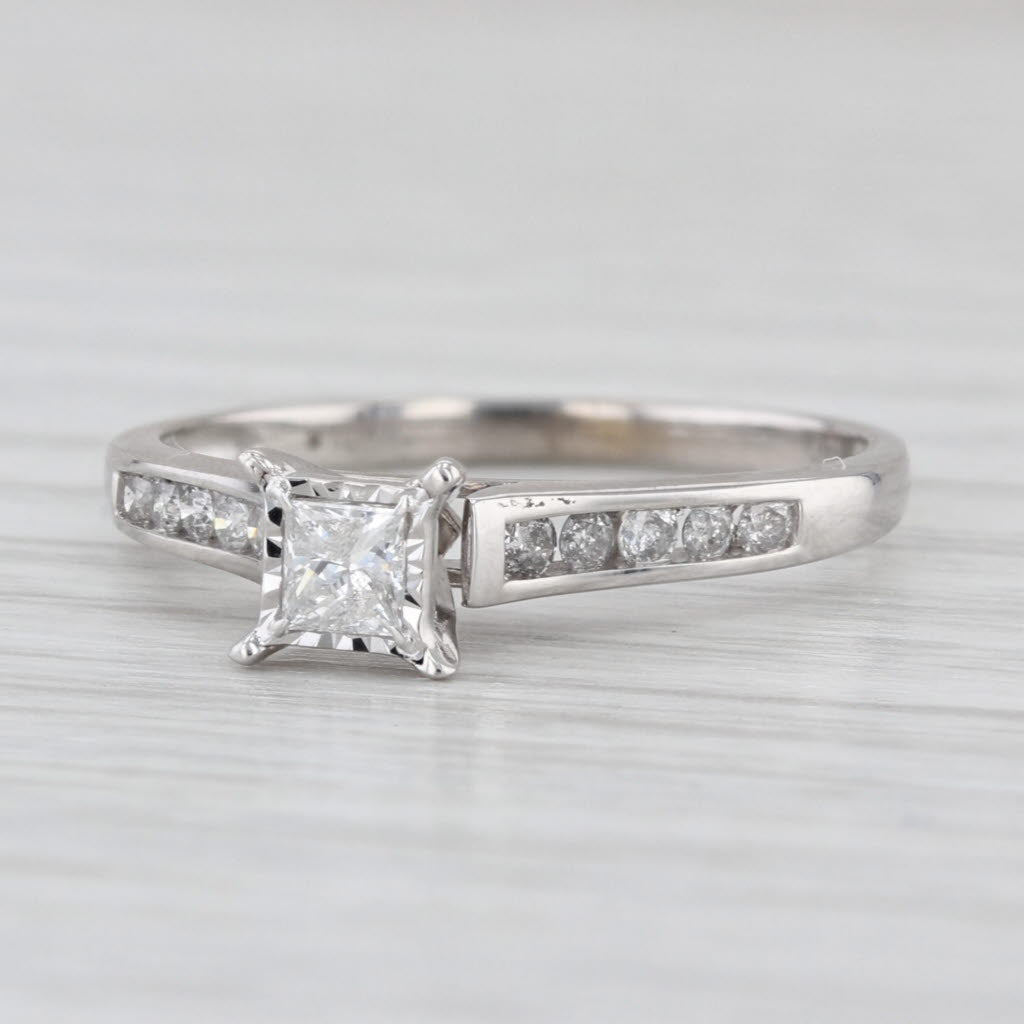 0.33ctw Princess Diamond Engagement Ring 10k White Gold Size 7 Cathedral Band