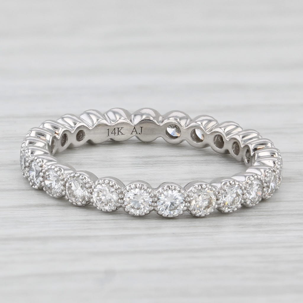 Light Gray 0.75ctw Diamond Eternity Band 14k White Gold Wedding Ring Size 5.5 Stackable
