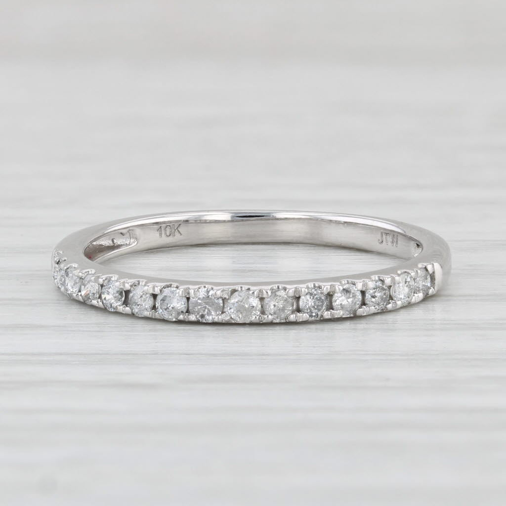 Light Gray 0.24ctw Diamond Wedding Band 10k White Gold Size 7 Stackable Anniversary Ring