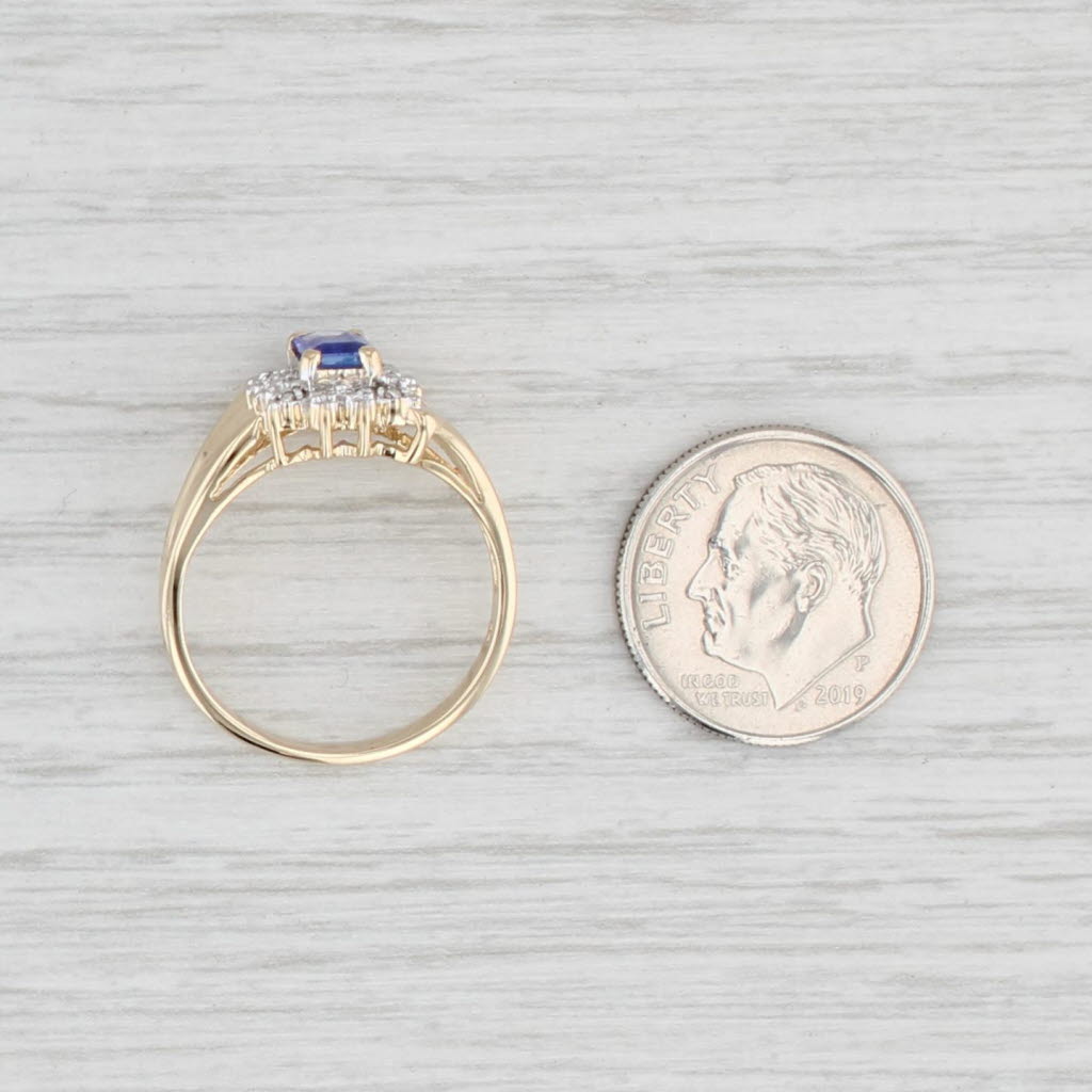 Light Gray 0.60ct Tanzanite Diamond Halo Ring 14k Yellow Gold Size 7