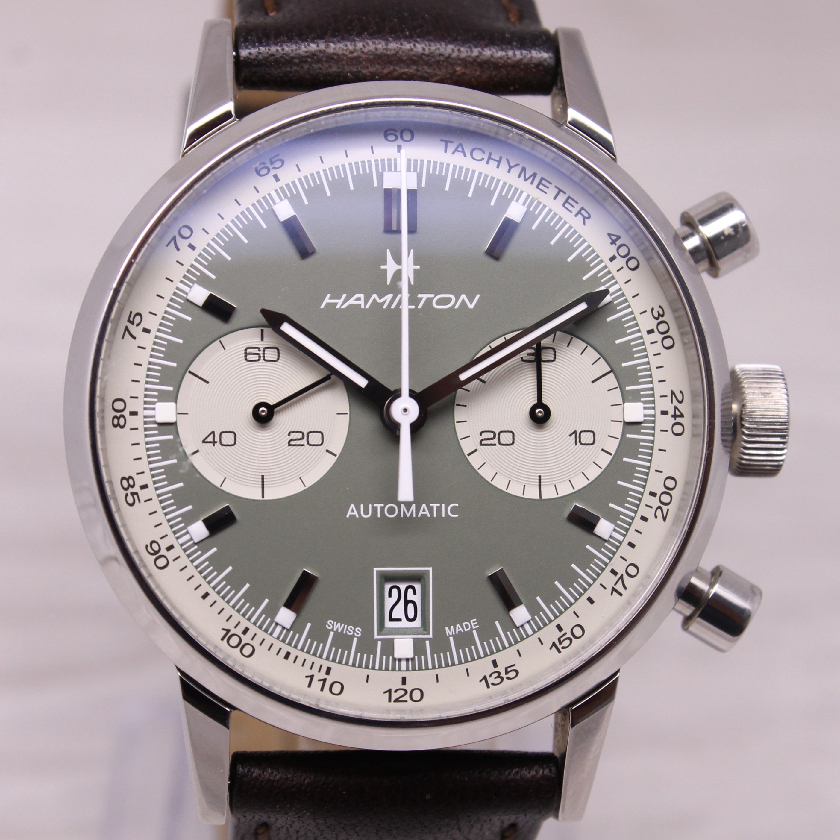 Hamilton Intra-Matic Mens 40mm Steel Automatic Chronograph Watch w Box H38416560