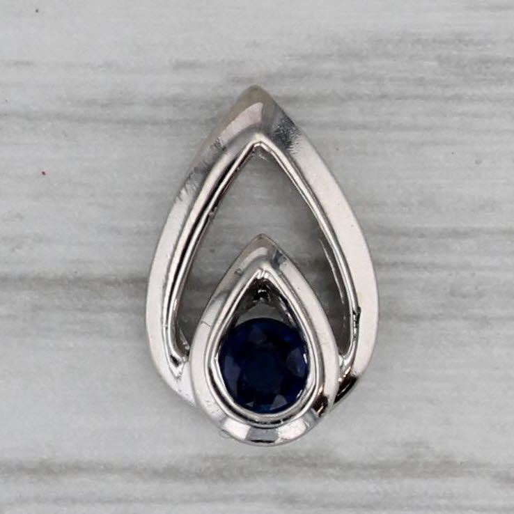 Gray 0.10ctw Small Blue Sapphire Teardrop Pendant 900 Platinum