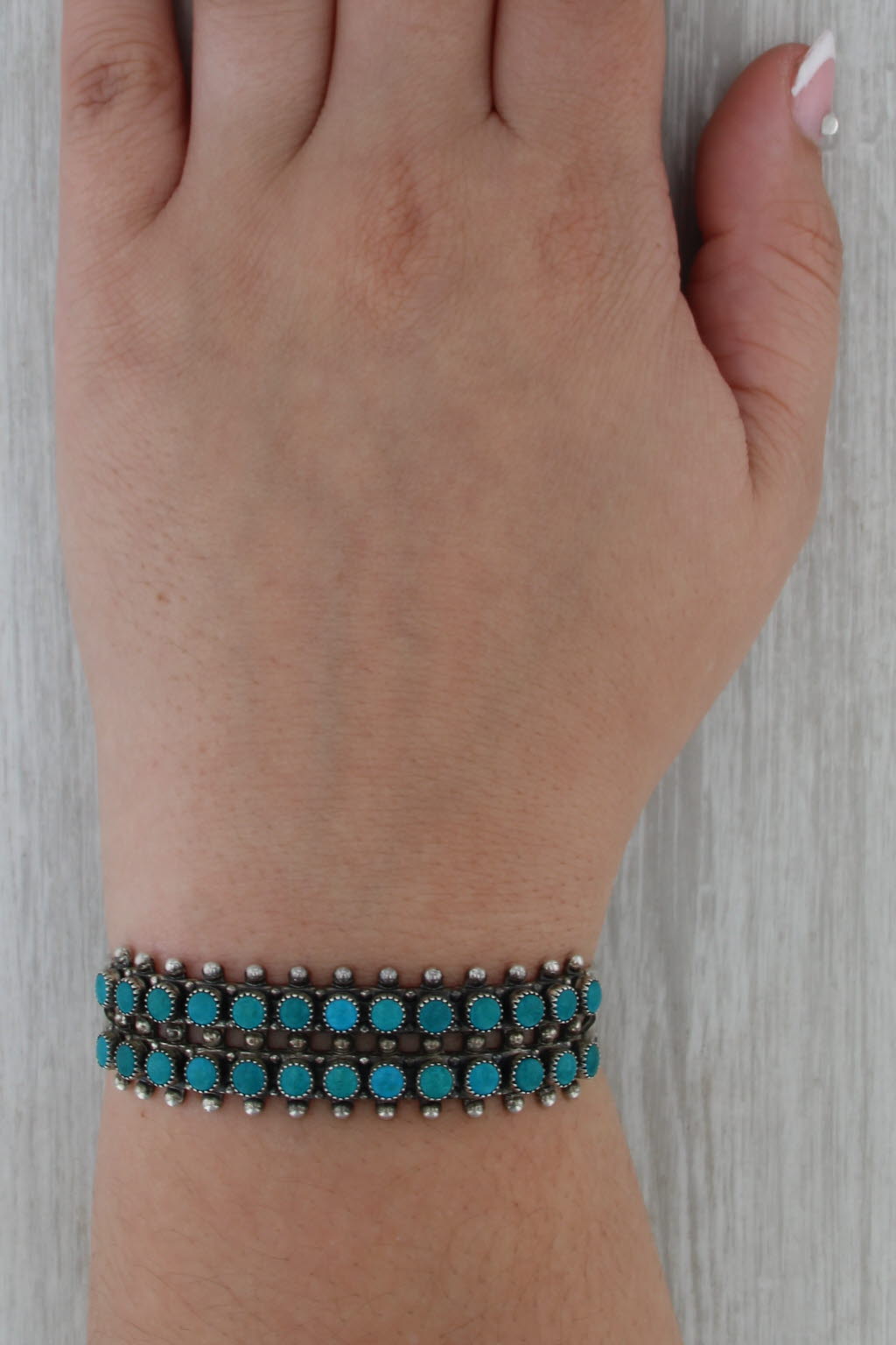 Vintage Imitation Turquoise Cuff Bracelet Sterling Silver Native American