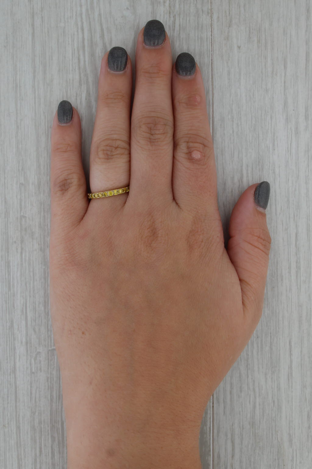 0.51ctw Yellow Diamond Ring 9k Yellow Gold Size 6.25 Stackable Wedding Band COA
