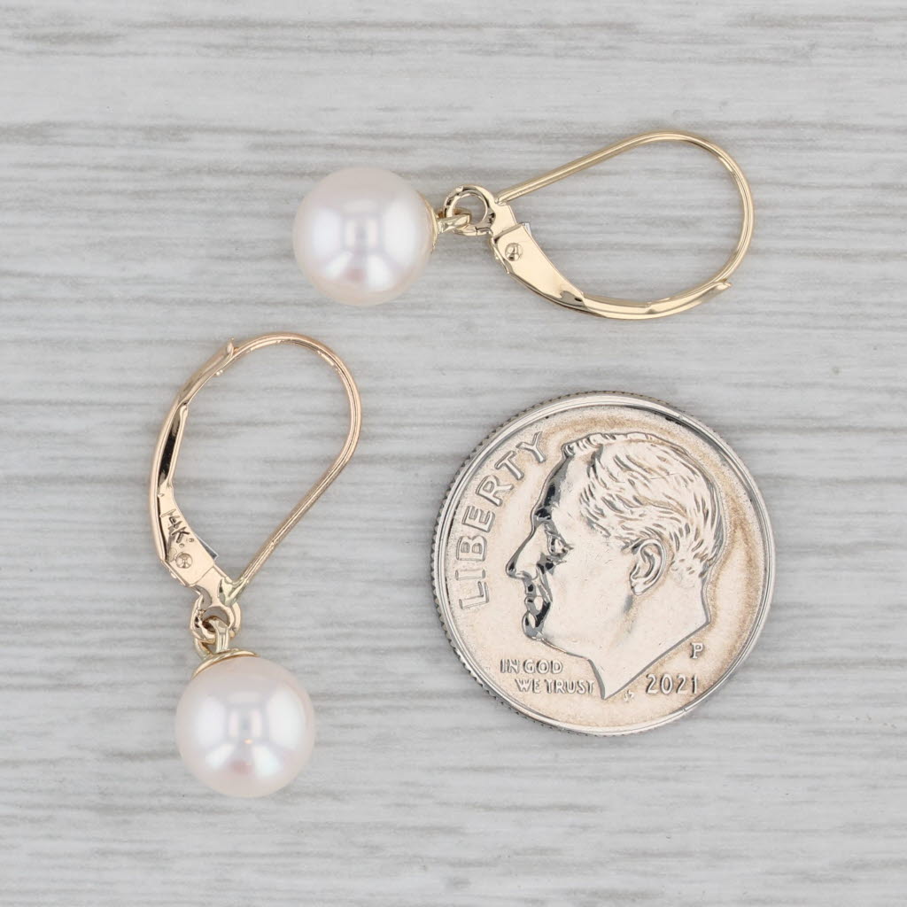Gray Cultured Pearl Dangle Earrings 14k Yellow Gold Hook Post Lever Backs Drops