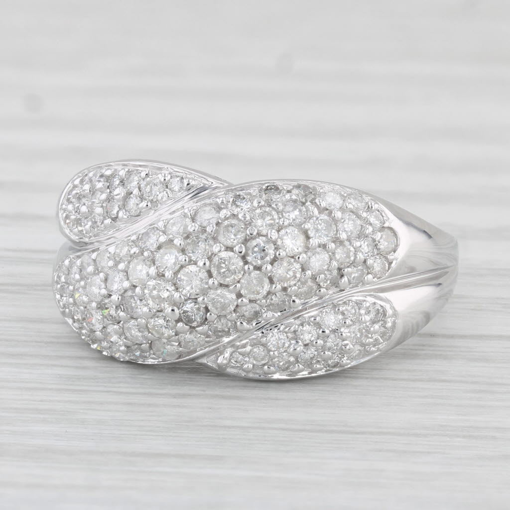 Light Gray 0.98ctw Diamond X Crossover Ring 14k White Gold Size 7 Cocktail