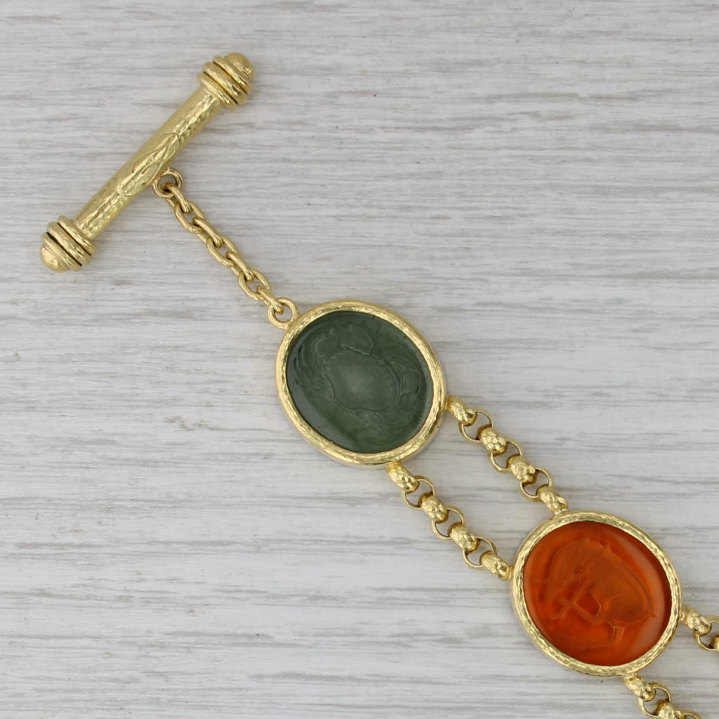 Elizabeth Locke Venetian Intaglio Bracelet 19k Gold 7.5" Glass Mother of Pearl