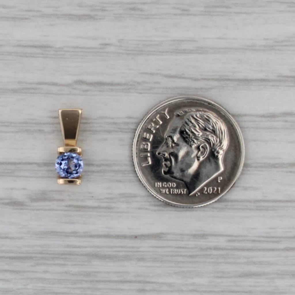 0.36ct Round Tanzanite Solitaire Pendant 14k Yellow Gold Small Drop