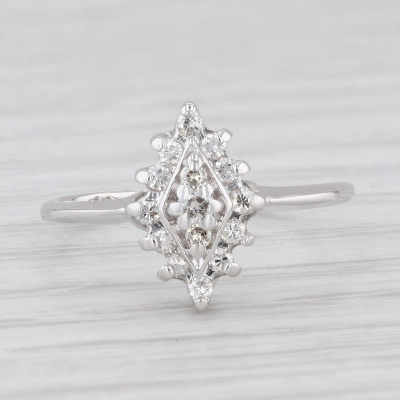 0.25ctw Diamond Marquise Halo Ring 14k White Gold Size 6 Engagement