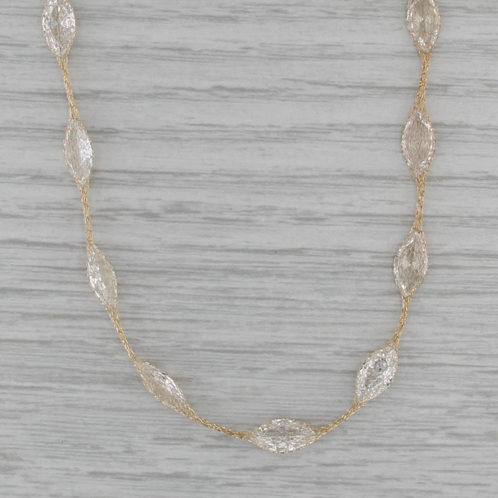 11.50ctw Cubic Zirconia Station Mesh Chain Necklace 14k Yellow Gold 18"