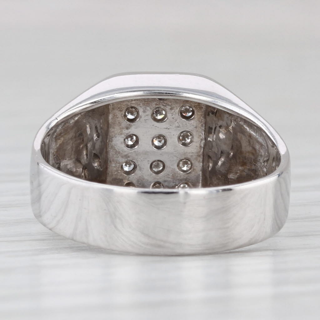 Light Gray 0.15ctw Pave Diamond Ring 14k White Gold Size 8 Wide Tapering Band