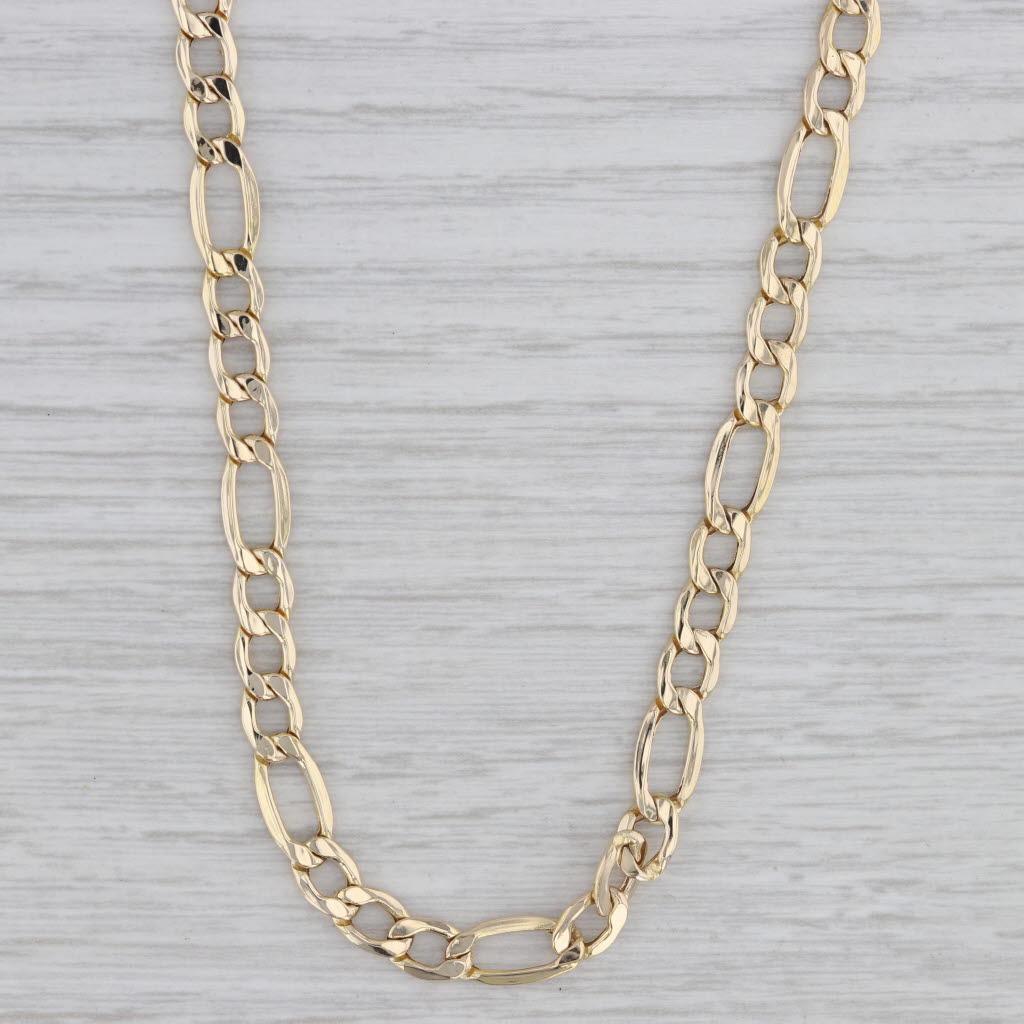 Gray 22" Figaro Chain Necklace 14k Yellow Gold 5.6mm Italian