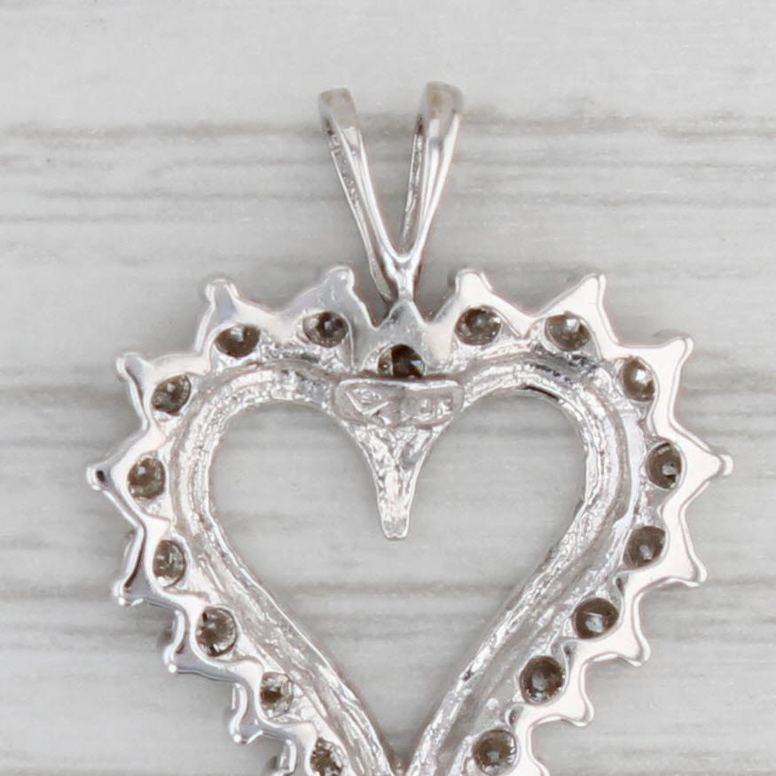 Gray 0.35ctw Diamond Framed Open Heart Pendant 10k White Gold