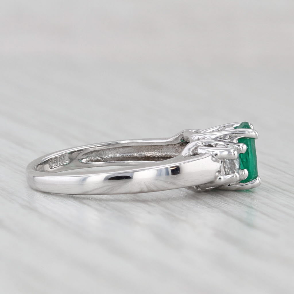 Light Gray 1.10ctw Oval Emerald Diamond Ring 14k White Gold Size 4.5