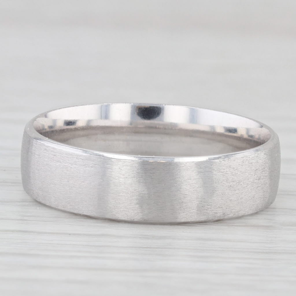 Light Gray Brushed Men's Wedding Band 10k White Gold Size 10 Comfort Fit Ring