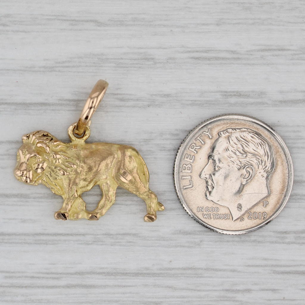 Gray Kabana Lion Pendant Charm 18k Yellow Gold Animal Jewelry