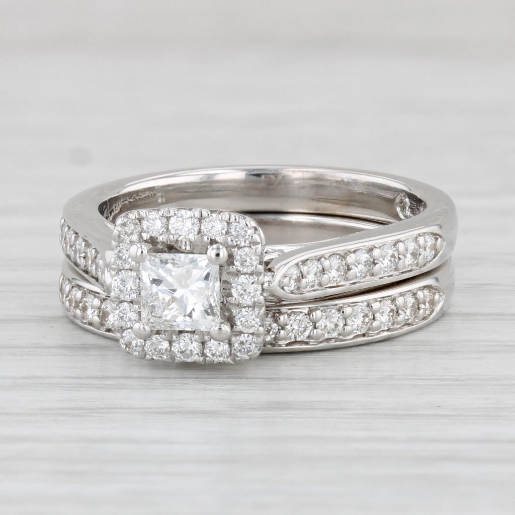 Light Gray Leo Bridal Collection 0.84ctw Diamond Engagement Ring Wedding Band 14k Gold