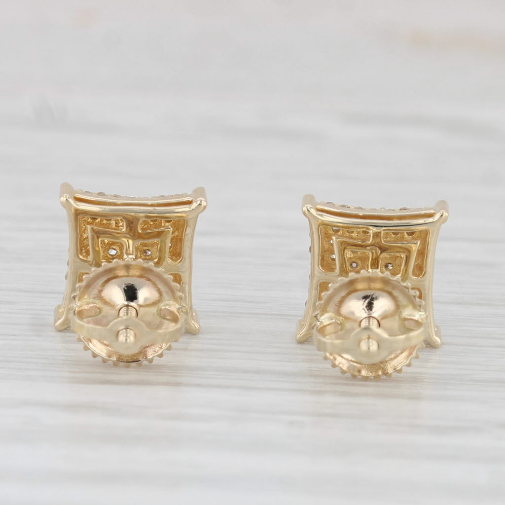 Light Gray 0.12ctw Pave Diamond Stud Earrings 10k Yellow Gold Screw Back Studs