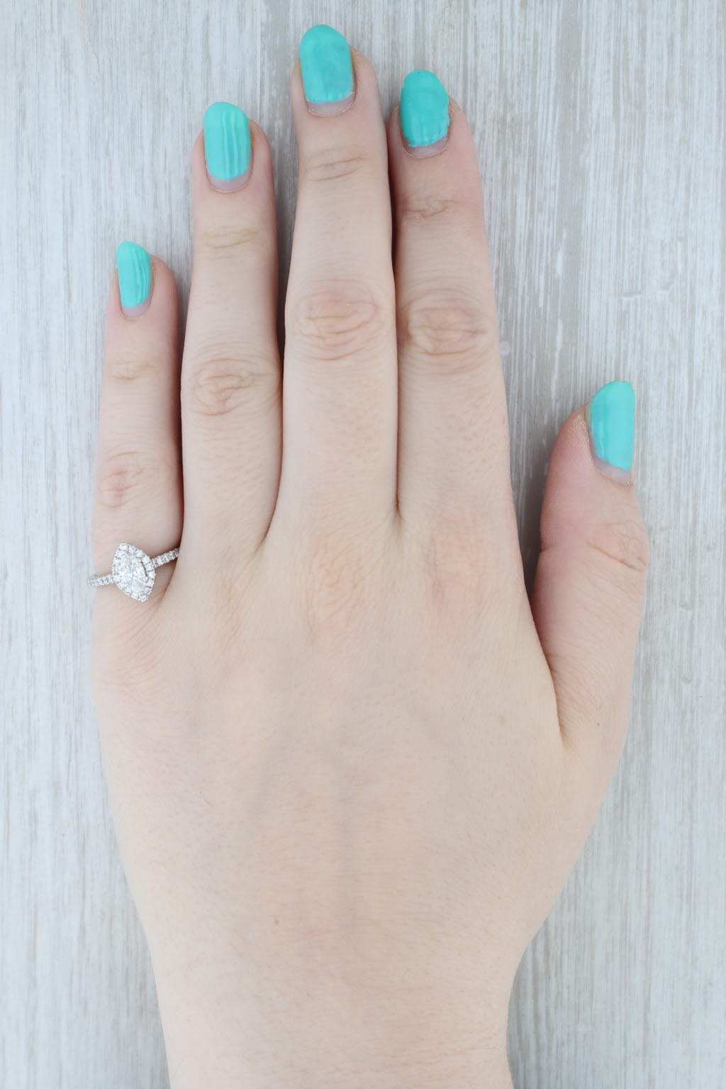 Gray Vera Wang Love 1.29ctw Marquise Diamond Halo Engagement Ring 14k Gold Sapphire
