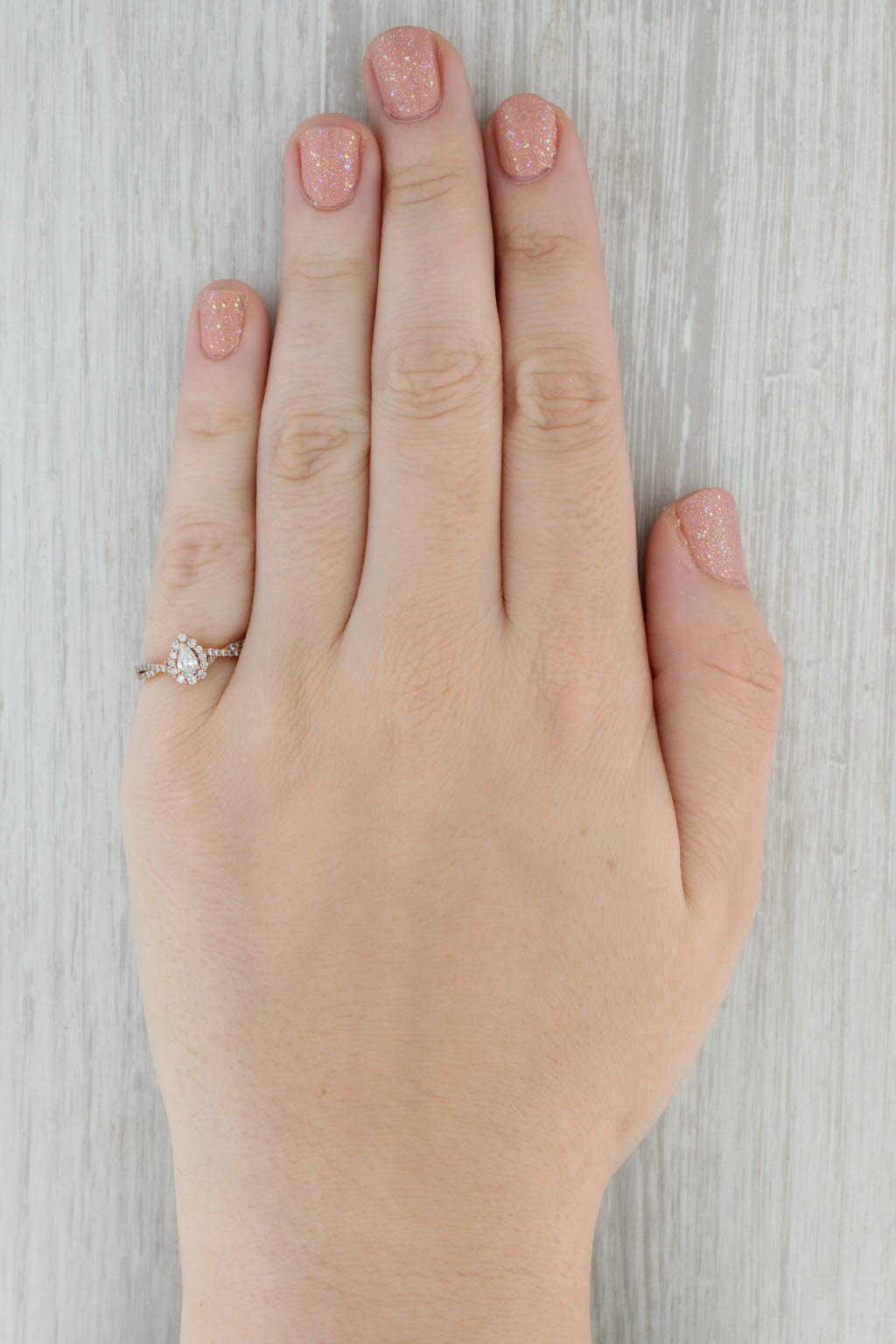 Gray 0.58ctw Diamond Pear Halo Engagement Ring 14k Rose Gold Size 5.5